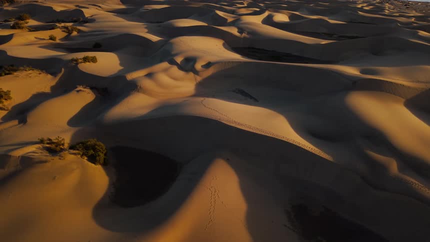 Sand dunes on a desert area outdoors during dusk or dawn