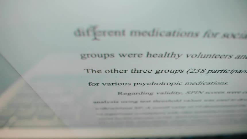 Close up of lines of text in a medical publication