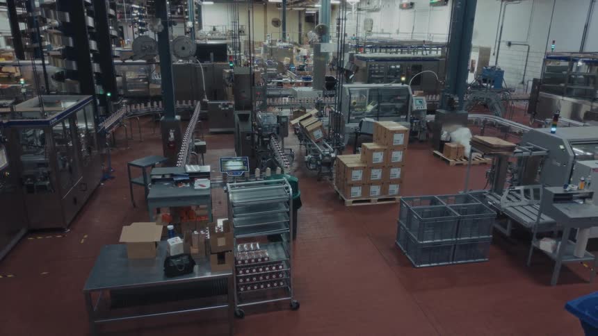 Interior of an automated factory in production