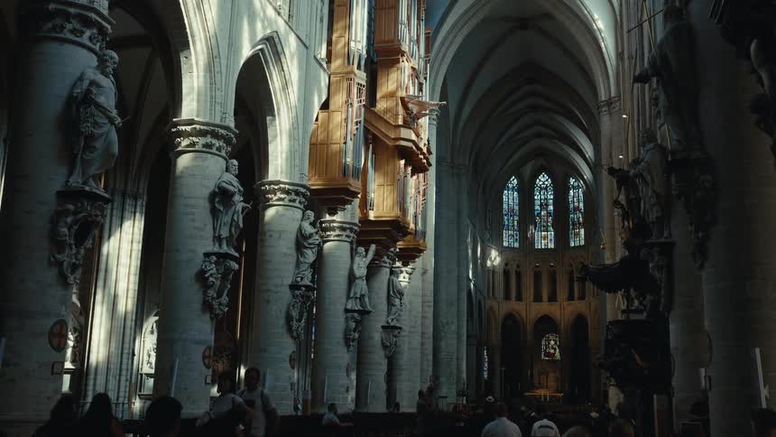 The inside of a large church