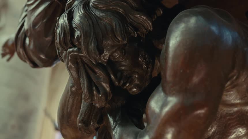 Closeup of an artistic bronze monument