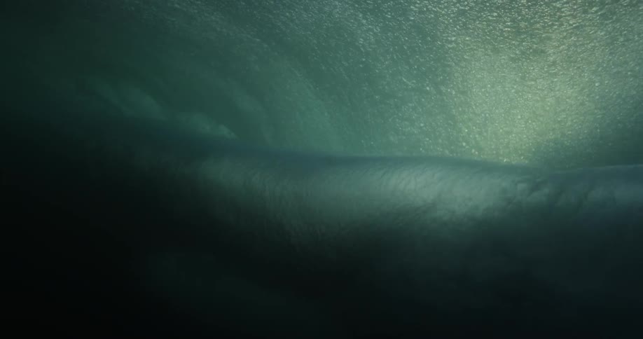Underwater view of a breaking wave
