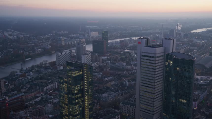 Panorama of a metropolis with a waterway in the background