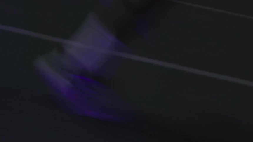 A person running outdoors at night