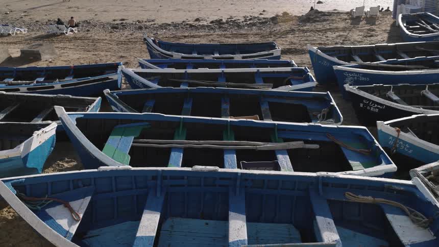 A view of some boats out of water