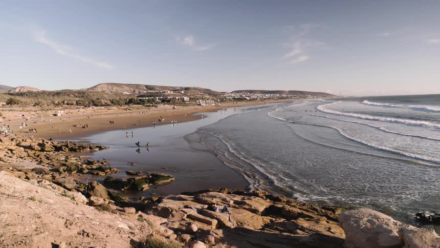 A view of waves washing up onto the coast