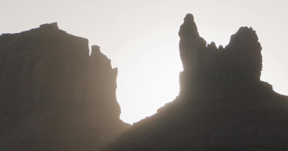 Rock formation in the mountain canyon under a cloudy sky