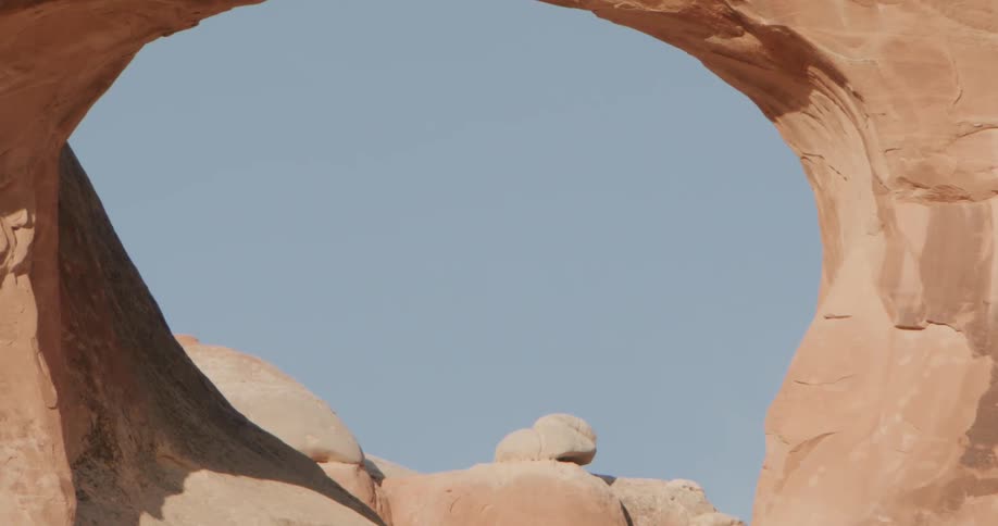 A view of a rock arch in the desert