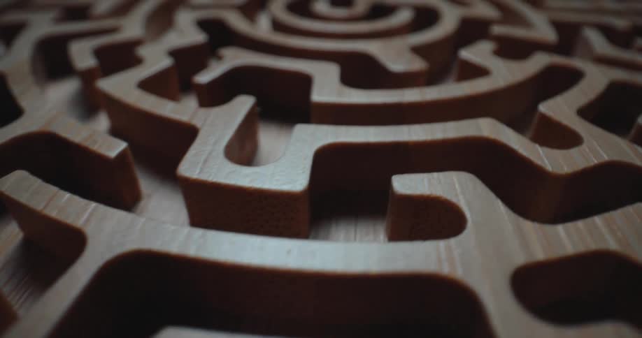 Carved wooden maze indoors
