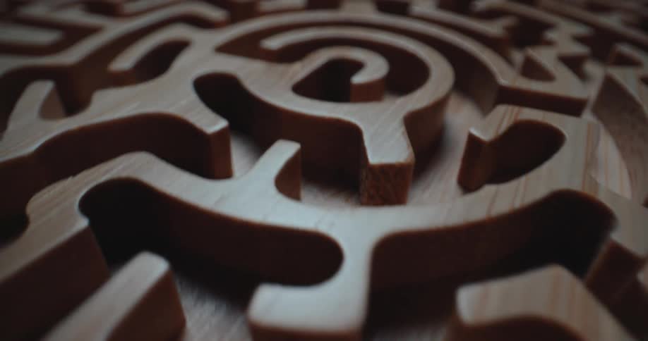 Carved wooden maze indoors