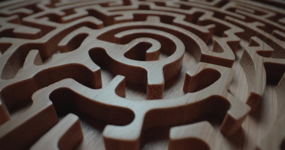 Wooden carved maze indoors