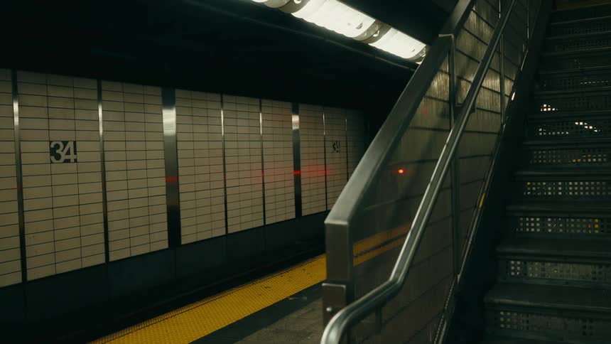 Train passing by in the subway station