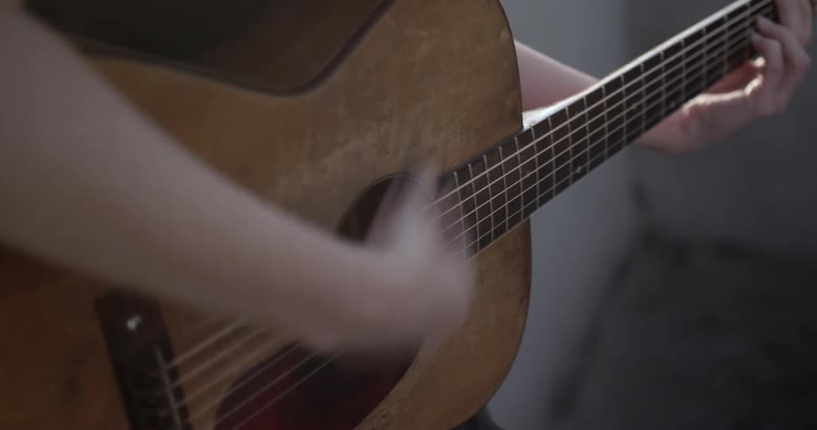 A person is strumming a guitar