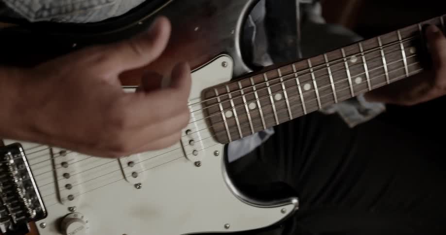The guitar is being played slowly