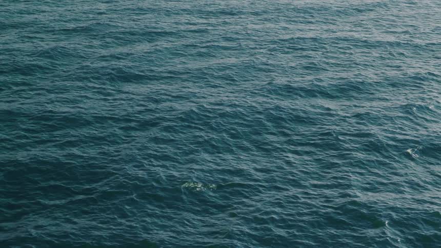 Ripples and small waves move across the ocean surface