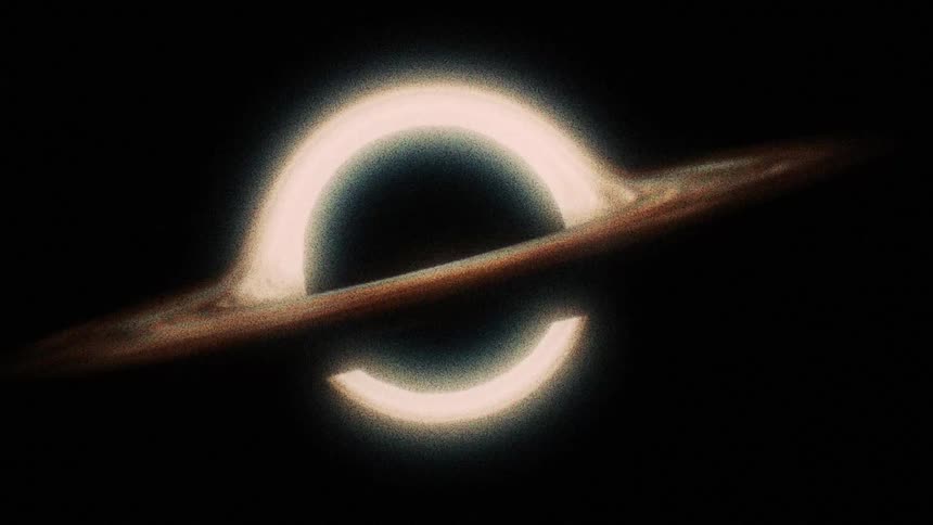 A view of a black hole with items rotating around it