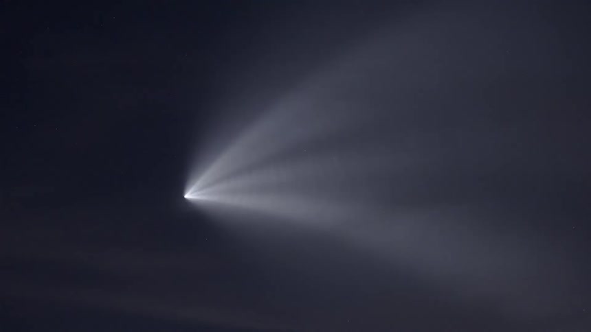 Light source soars across the sky following a rocket launch