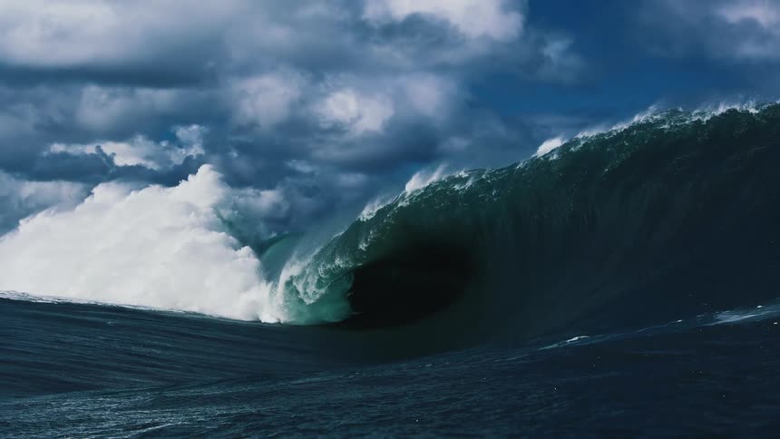 The jet ski rides in the ocean