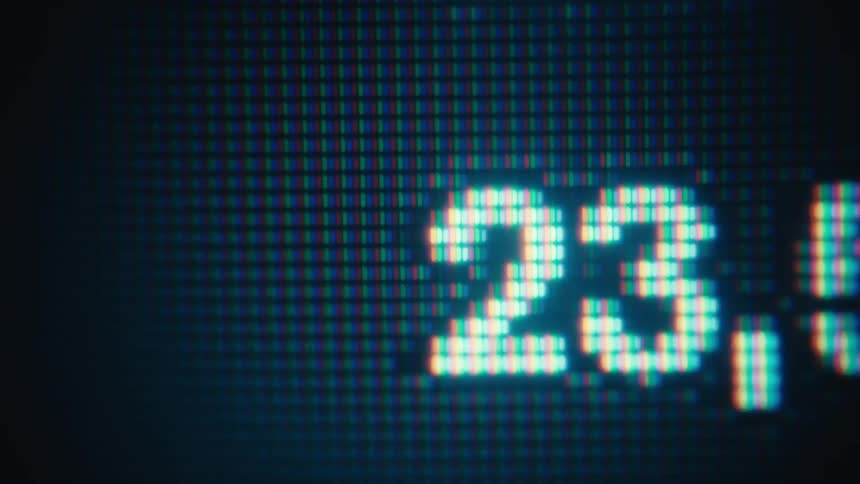 Screen displays a financial market chart with numbers