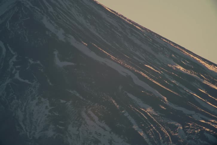 Ice and snow are on the mountain side
