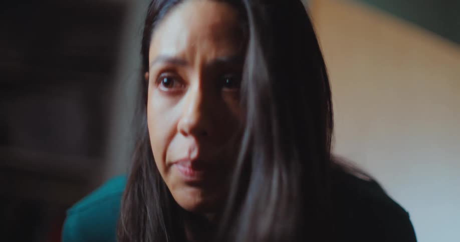Woman talking and leaving the room