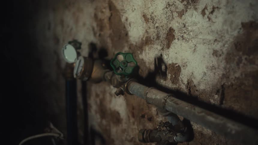 A view of some pipes against a wall