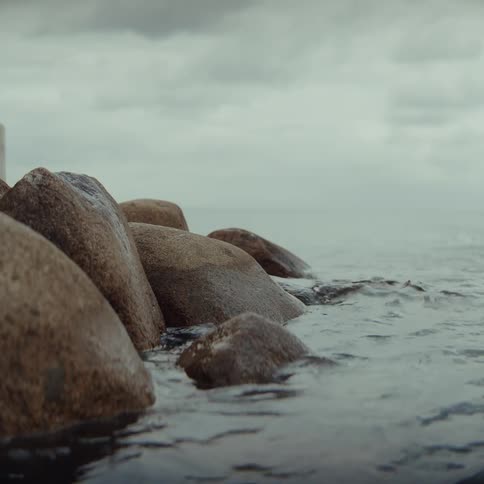 Water splashes on the rocks