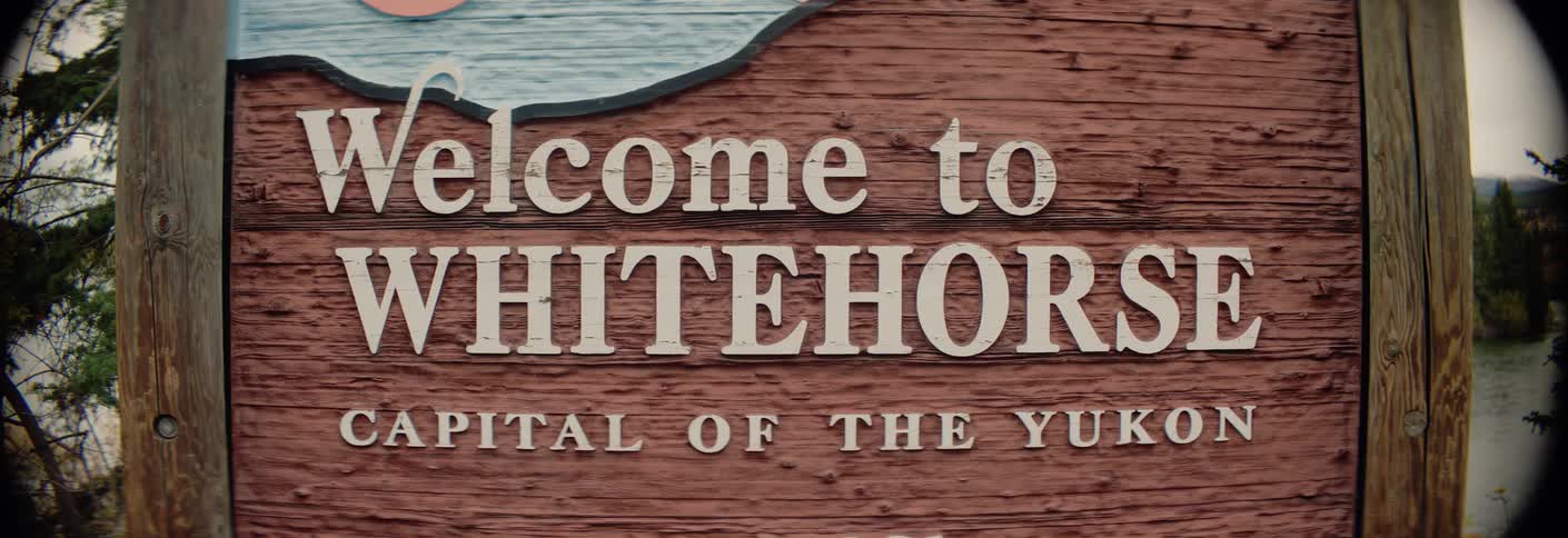 Welcome sign identifying whitehorse as the capital of yukon