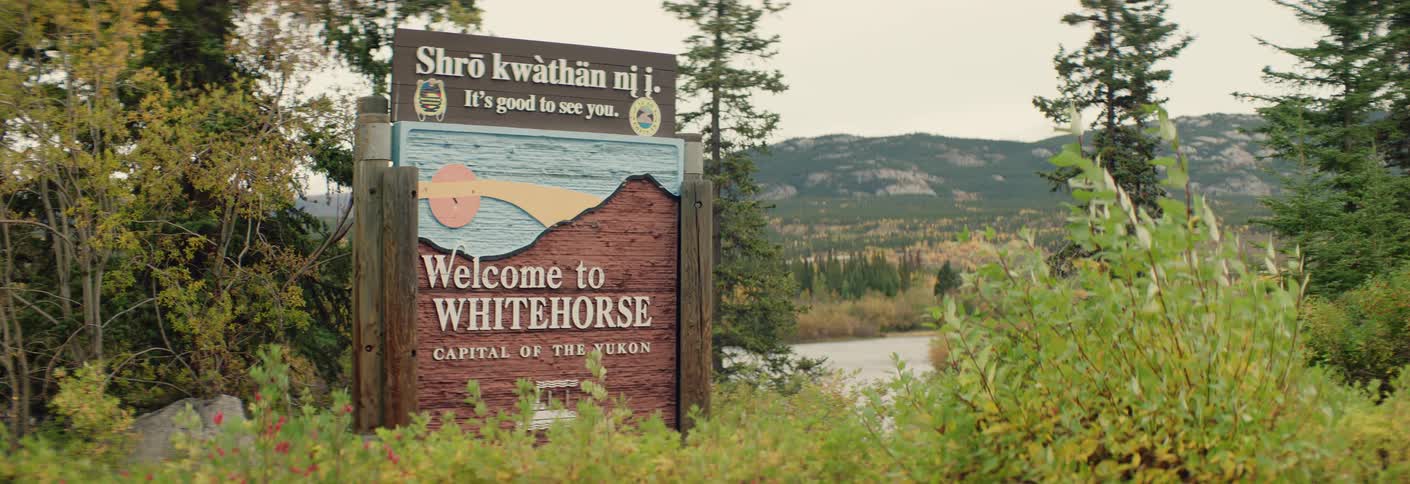 Welcome to Whitehorse sign just outside the city center