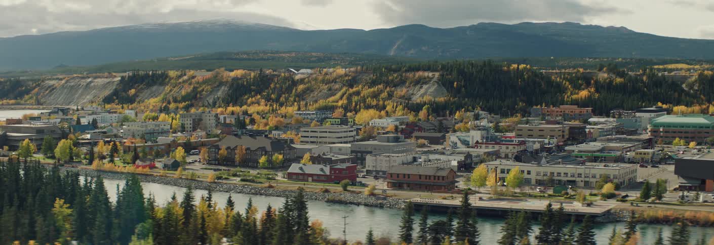 Downtown Whitehorse Yukon as seen from an adjacent perspective