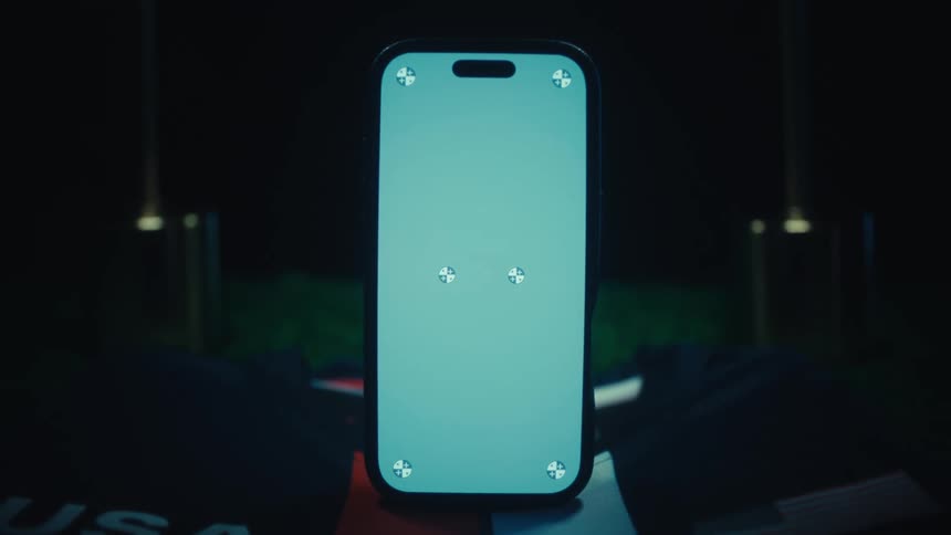 The display is in a dark room