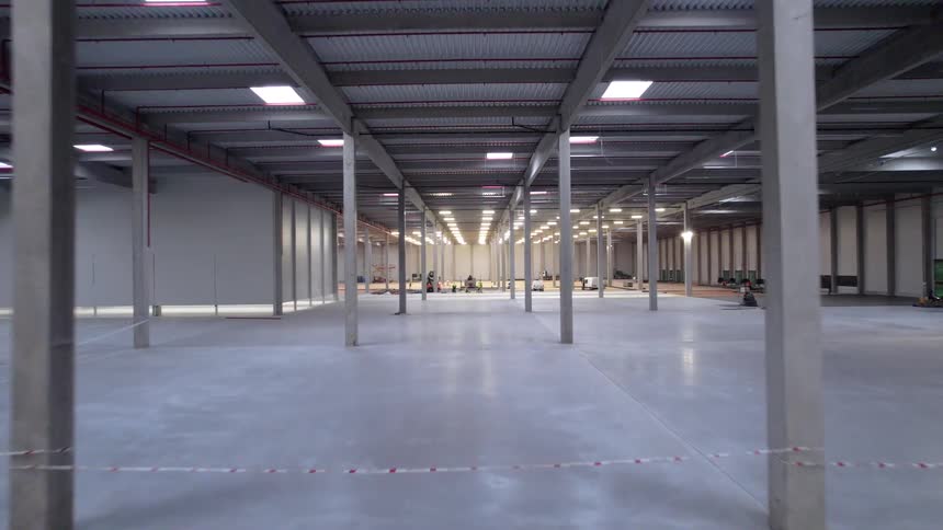 A view of the inside of a warehouse