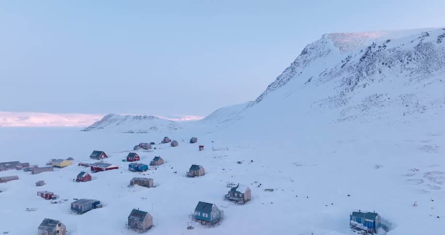 A small village in the snow