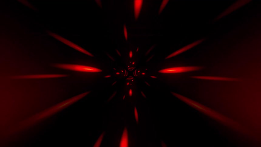 Red light beams converging toward the center against a dark background