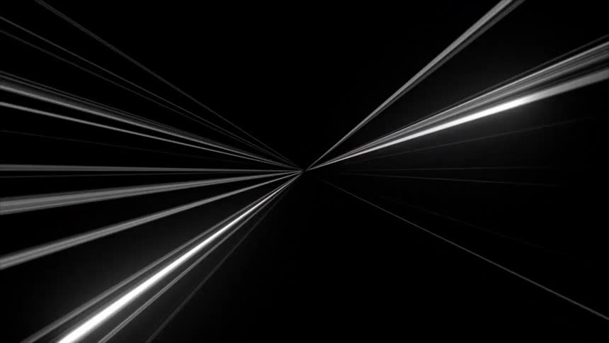 White light beams converging toward a central point against a dark background
