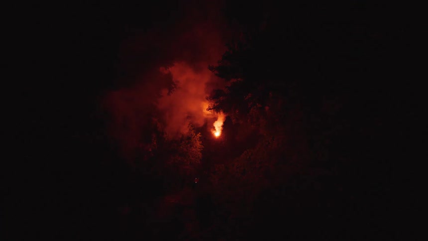 The fireball lands and goes out
