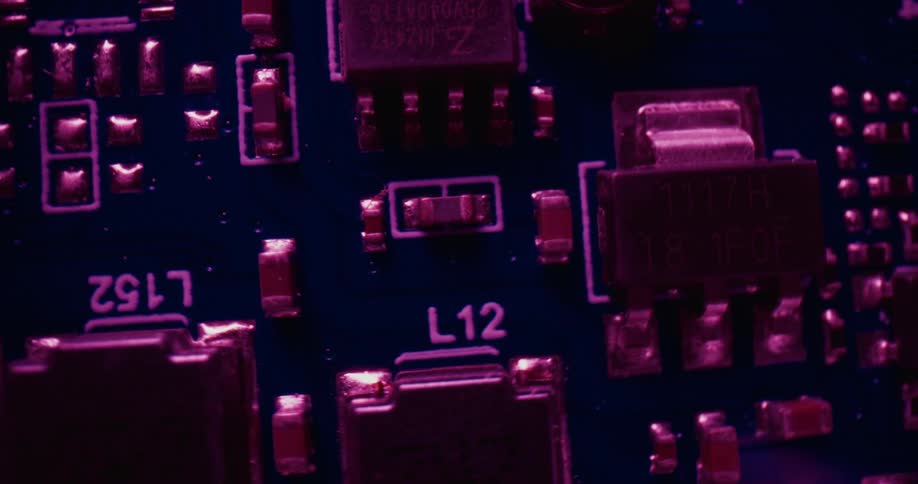The blue motherboard is spinning