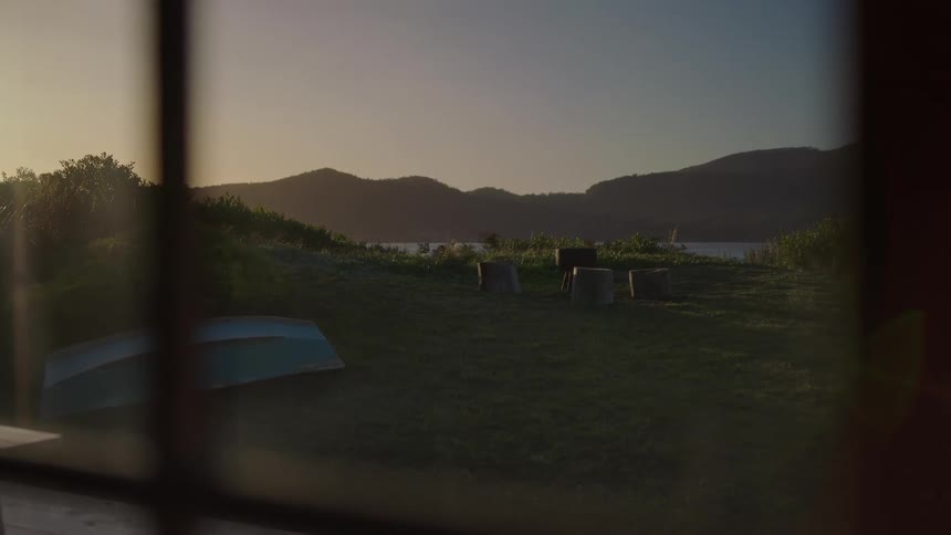 A view of a landscape out of a window