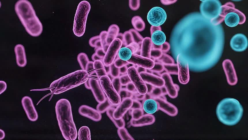 Glowing microscopic particles move in the darkness