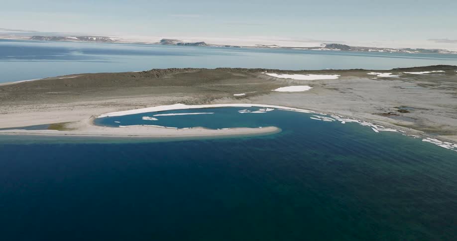 Flying over a long coastline