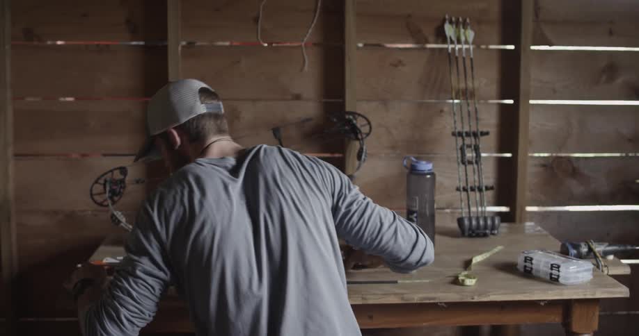 A man is working on a table