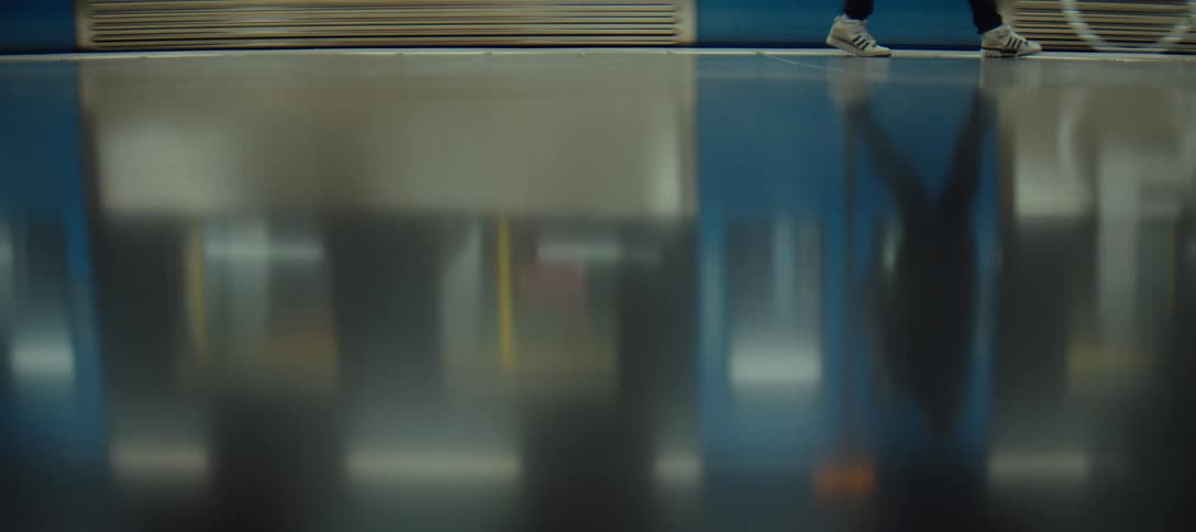 A view of a subway train pulling up to a station