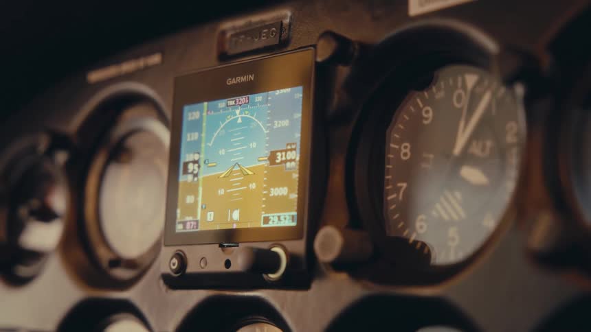 A close up of flight instruments in a plane