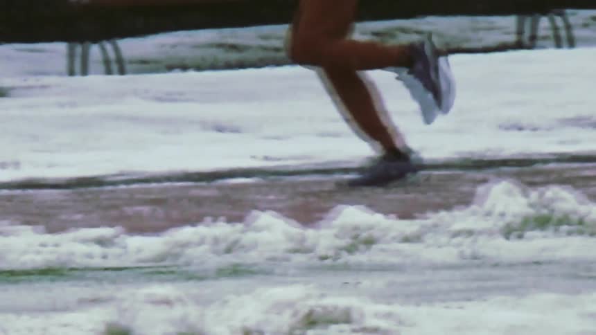 A person running on a snowy day