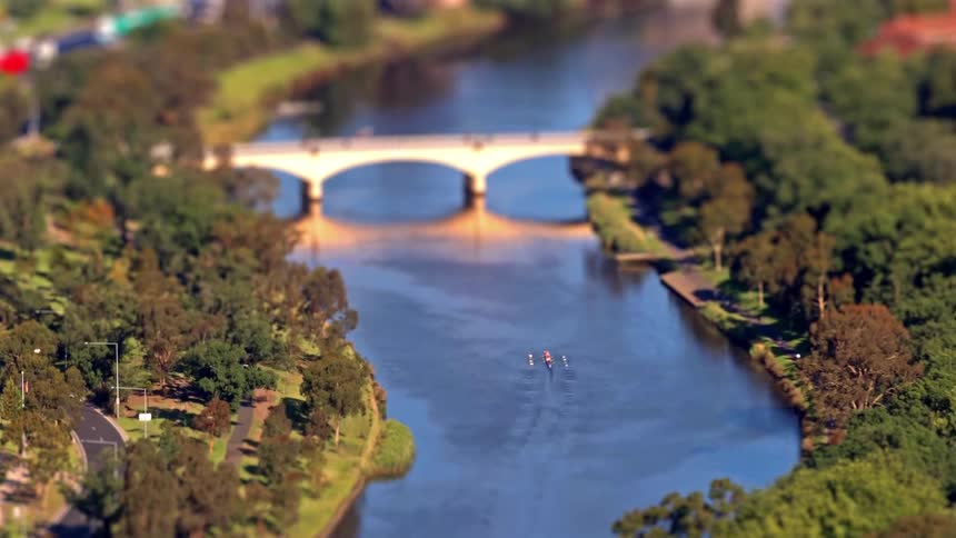 A time lapse of a bridge over a river