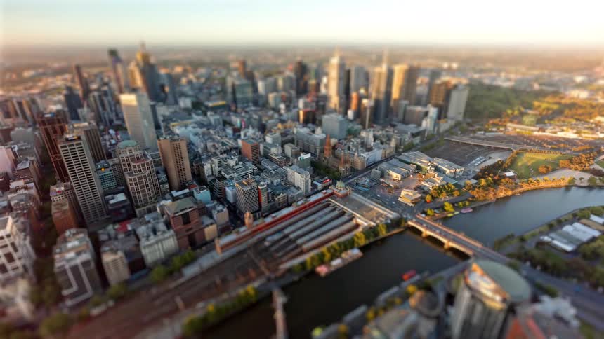 A view of a city sped up in fast speed