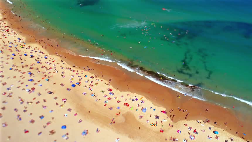 A group of people on the beach