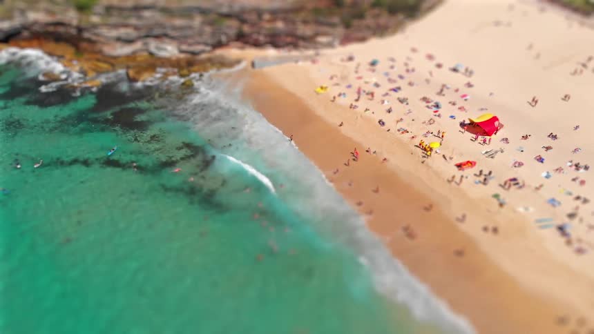 A time lapse of people on the beach
