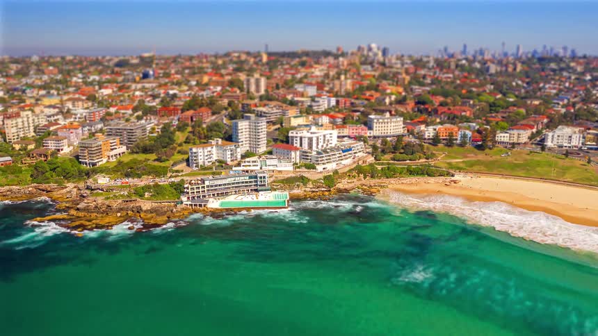 A time lapse of a building along the coast