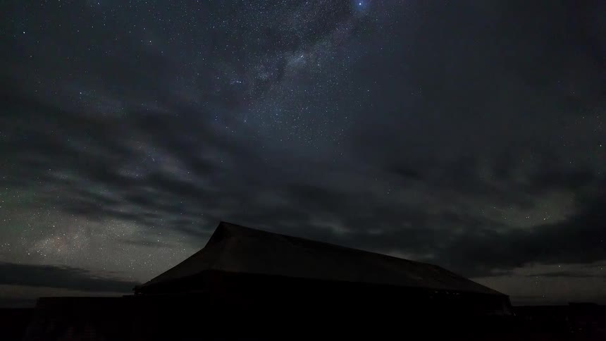 The milky way shines in the starry sky